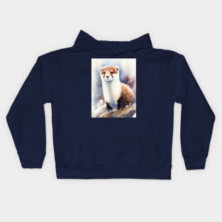 Arctic Stoat - Watercolor Paint Kids Hoodie